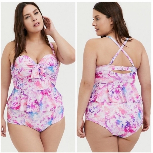torrid Other - TORRID TIE-DYE PEPLUM 2DD/DDD SWIM TOP